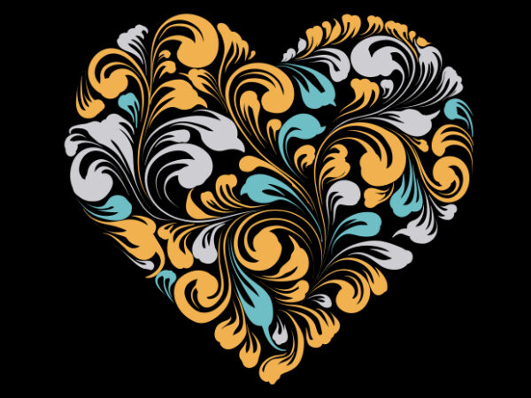 Ornamental heart t shirt design online
