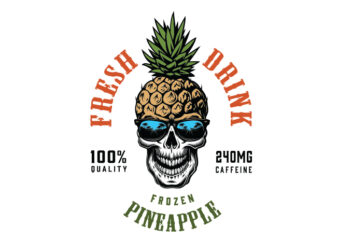 Pineapple Skull t shirt illustration