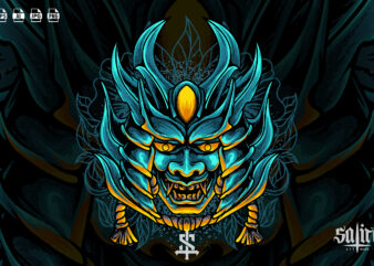 Devil Mask Samurai t shirt vector illustration
