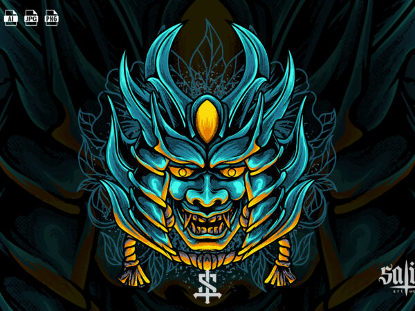 Devil mask samurai t shirt vector illustration
