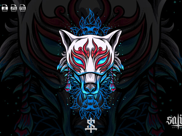 Fox kitsune mask t shirt graphic design