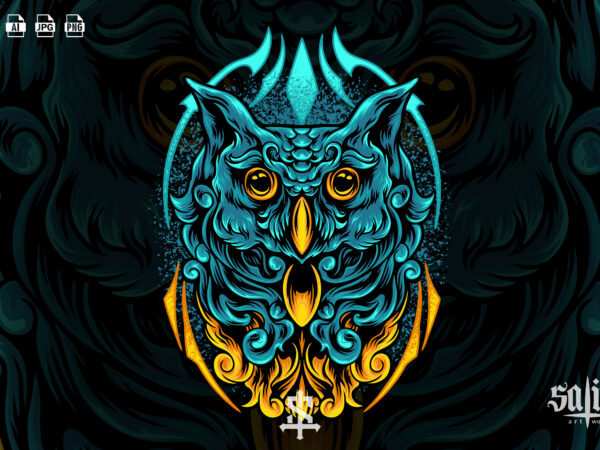 Owl bird with full ornament t shirt design online
