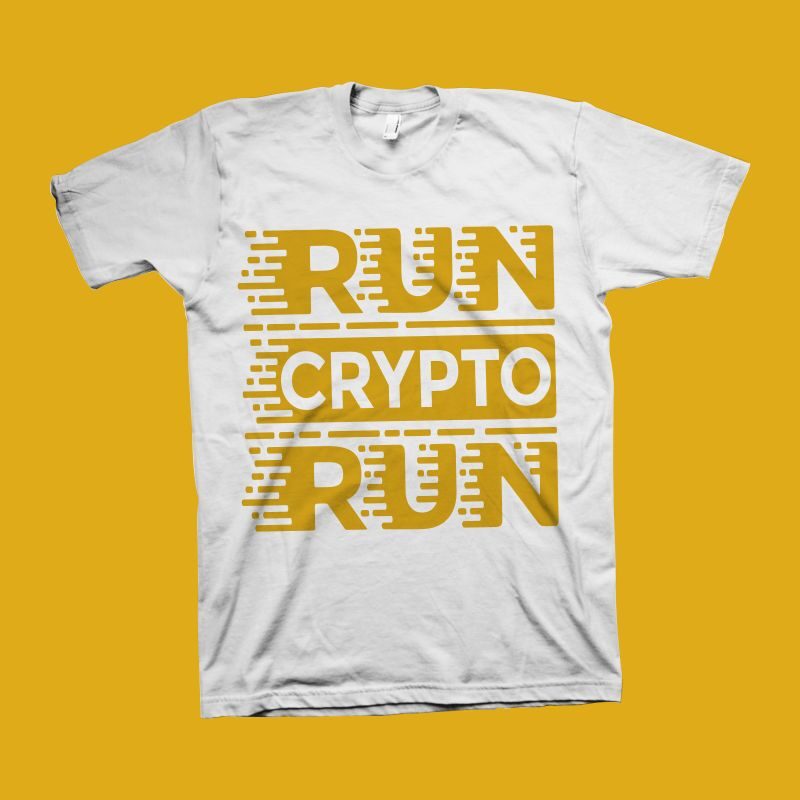 Run Crypto Run t shirt design, Bitcoin svg, Crypto svg, Bitcoin shirt design, Cryptocurrency t shirt design for commercial use