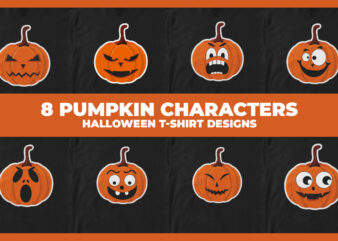 Pumpkin Characters Halloween T-Shirt Bundle, Hocus Pocus, Pumpkin T-shirt designs, Happy Halloween, Witch Season