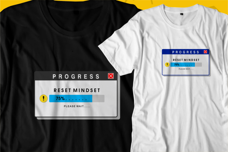 reset mindset motivational quotes t shirt design graphic vector