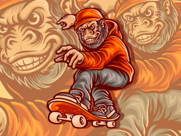 Skate monkey t-shirt design