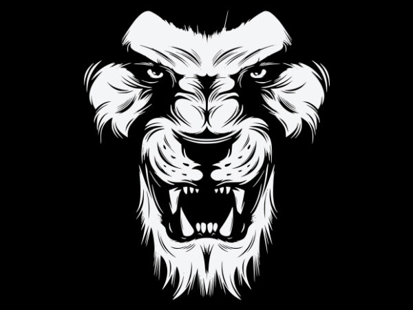 Snarling lion t shirt template vector
