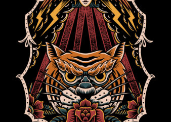 Tiger and rose vector design