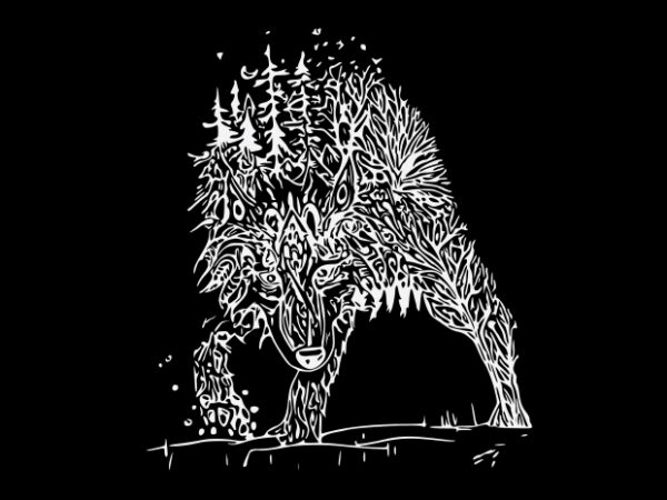 Nature wolf T shirt vector artwork