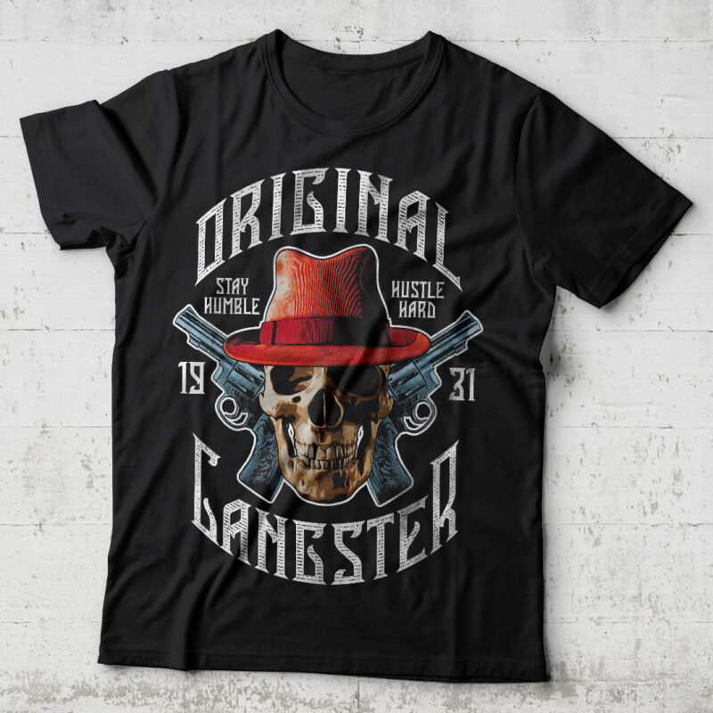 Original Gangster. Editable t-shirt design.