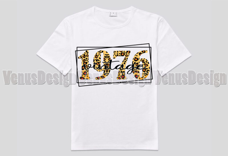 Vintage 1976 Leopard Print Editable Tshirt Design