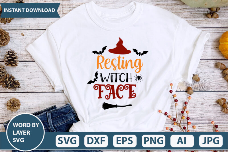 Resting witch face SVG Vector for t-shirt