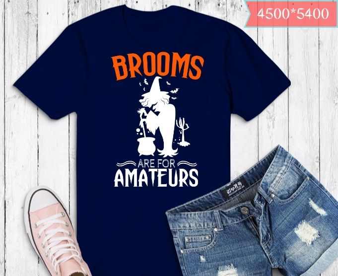 Brooms Are For Amateurs Funny Halloween Tardis T-Shirt design svg, Brooms Are For Amateurs png, Lique Brooms Are For Amateurs