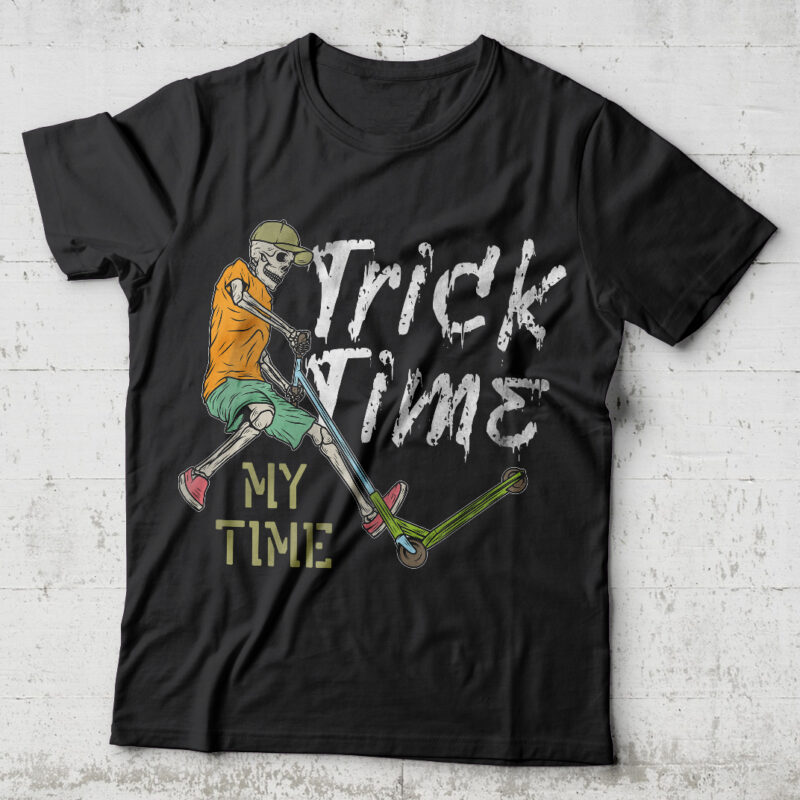 Trick Time. Editable t-shirt design.