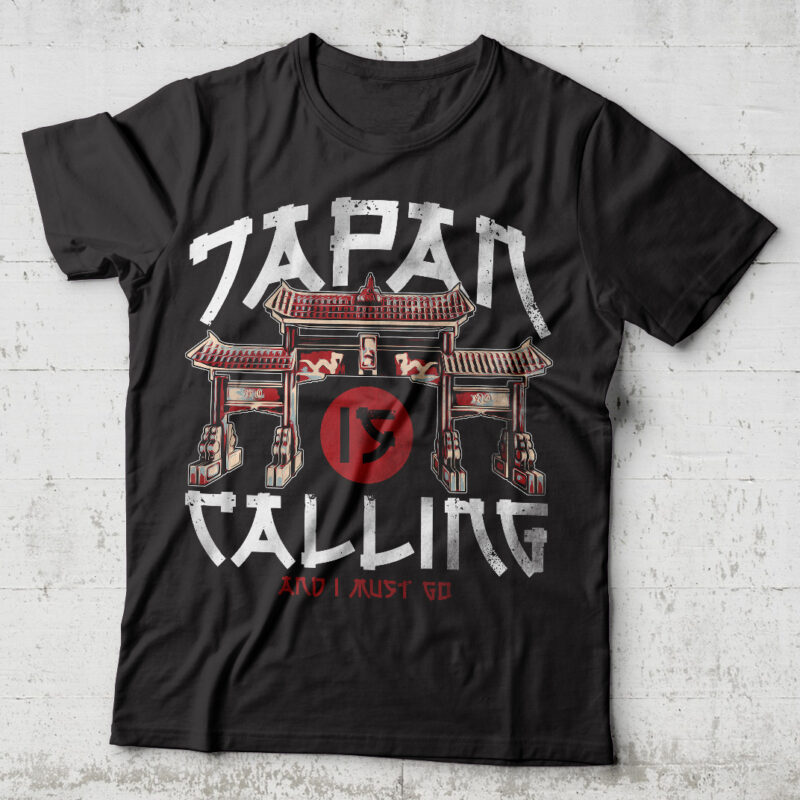 Japan Is Calling. Editable t-shirt design.