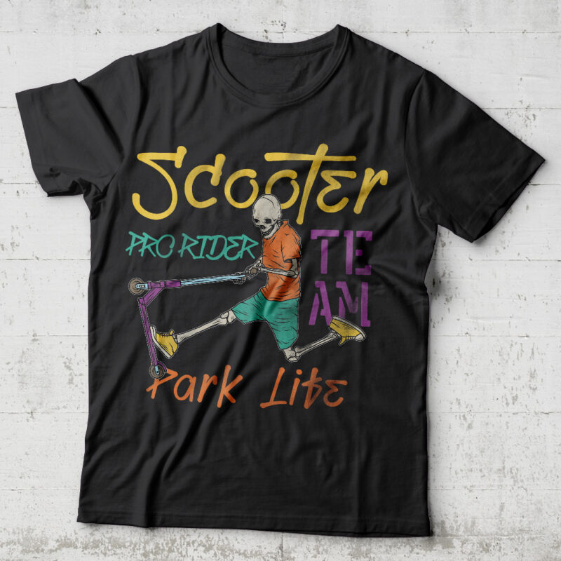 Scooter Pro Rider. Editable t-shirt design.