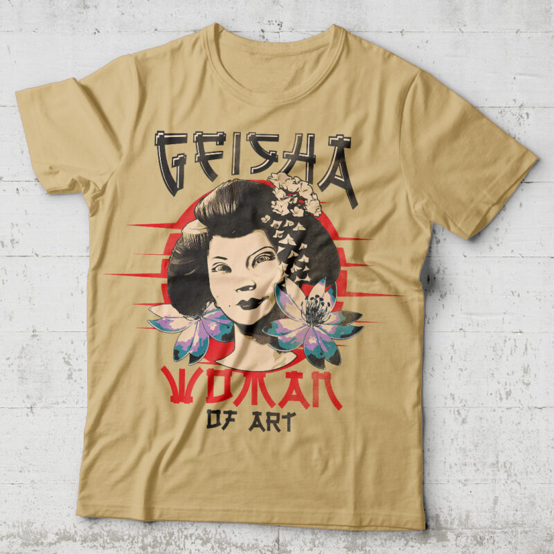Geisha. Editable t-shirt design.