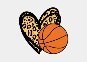 Basketball Love Heart Leopard Print Editable Tshirt Design