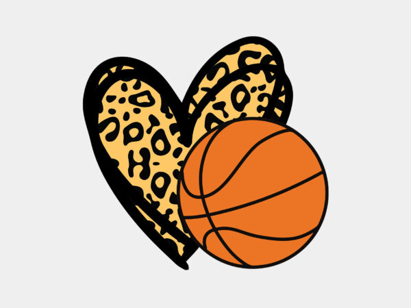 Basketball love heart leopard print editable tshirt design