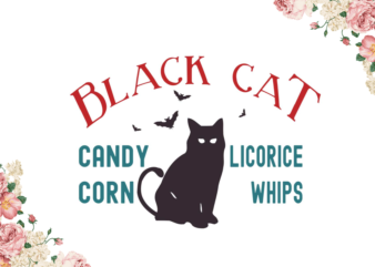 Black Cat Candy Corn Licorice Whips Halloween Cat Gift Diy Crafts Svg Files For Cricut, Silhouette Sublimation Files t shirt template