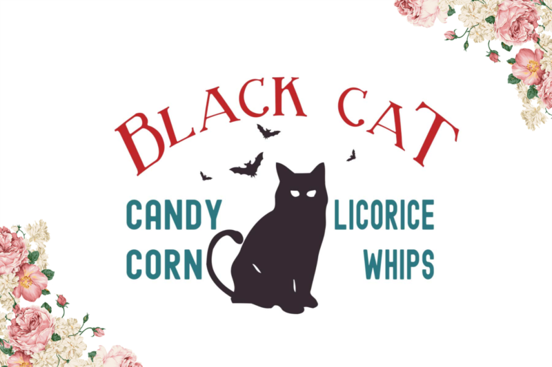 Black Cat Candy Corn Licorice Whips Halloween Cat Gift Diy Crafts Svg Files For Cricut, Silhouette Sublimation Files