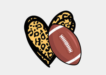 Football Love Heart Leopard Print Editable Tshirt Design