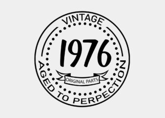 Vintage 1976 Aged To Perfection Editable Tshirt Design