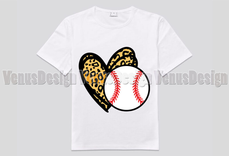 Baseball Love Heart Leopard Print Editable Tshirt Design - Buy t-shirt ...