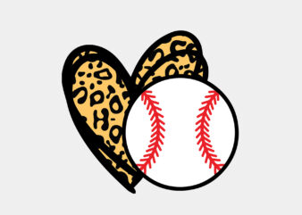 Baseball Love Heart Leopard Print Editable Tshirt Design