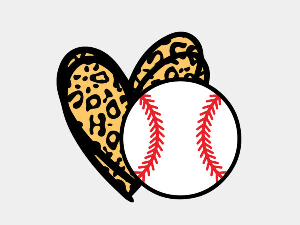 Baseball love heart leopard print editable tshirt design