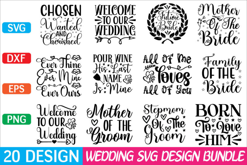 Wedding svg bundle t shirt design for sale