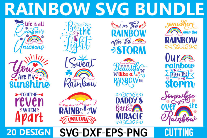 Rainbow svg bundle for sale!