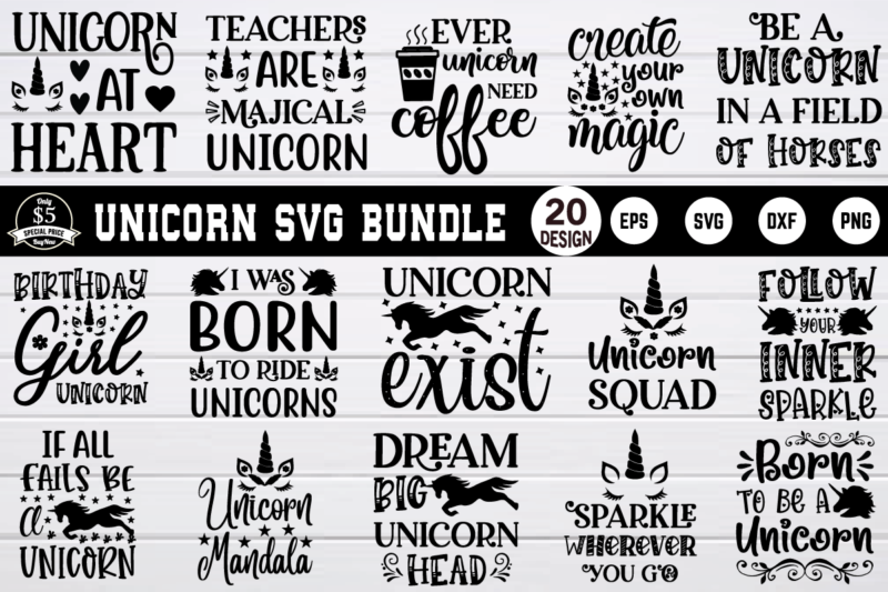 Unicorn svg Design bundle for sale!