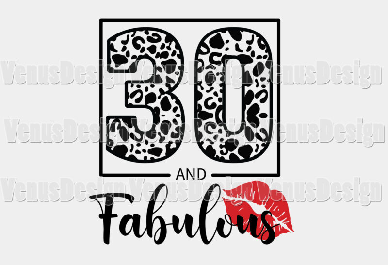 30 And Fabulous Birthday Leopard Print Editable Tshirt Design