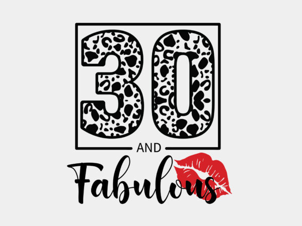 30 and fabulous birthday leopard print editable tshirt design