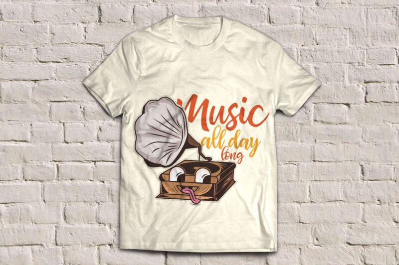 Gramophone funny face t-shirt design