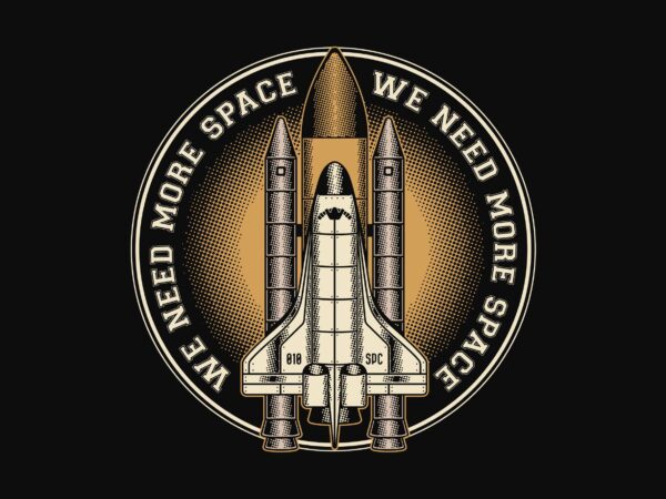 Retro space shuttle tshirt design