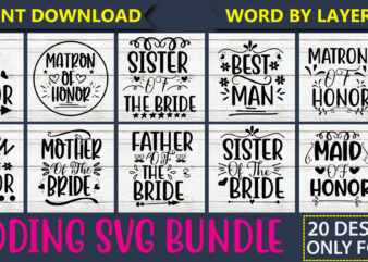 Wedding Party SVG Bundle Vector for t-shirt