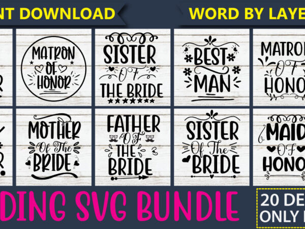 Wedding party svg bundle vector for t-shirt