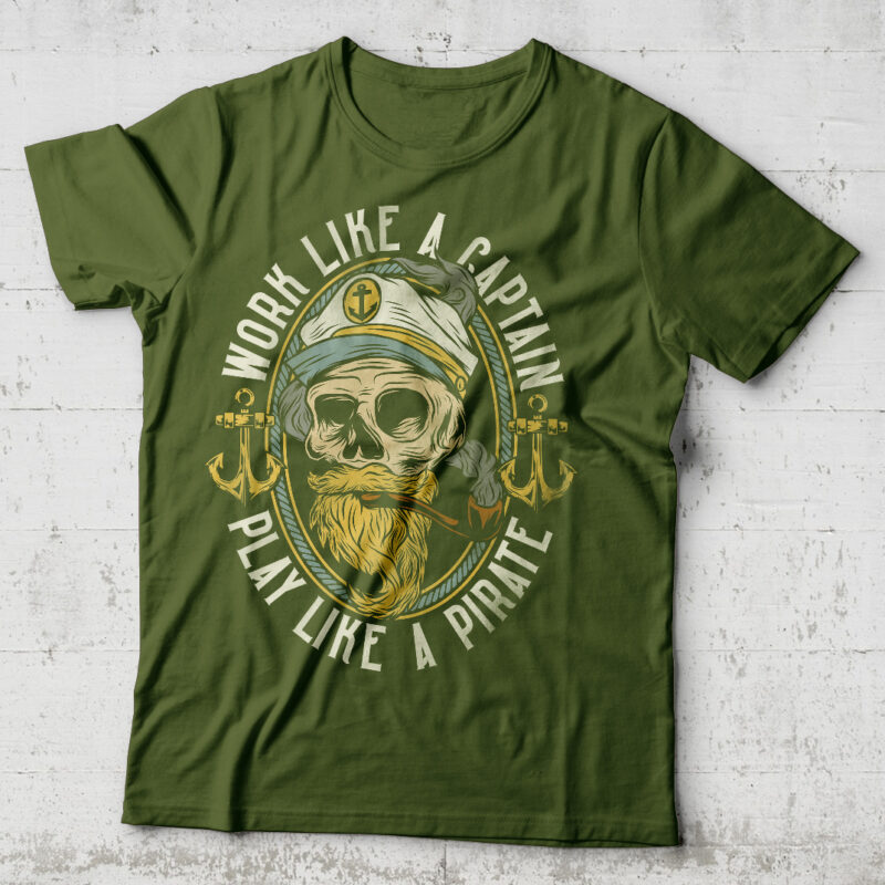 Work Like A Captain. Editable t-shirt design.