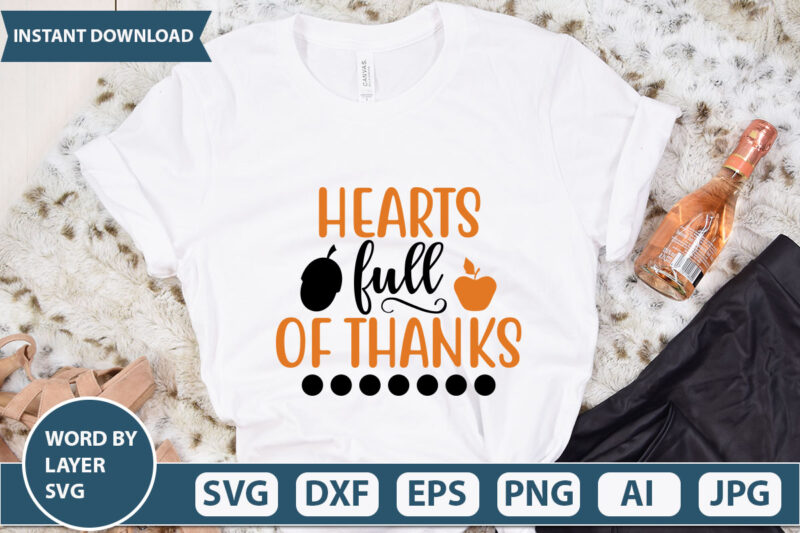 HEARTS FULL OF THANKS SVG Vector for t-shirt