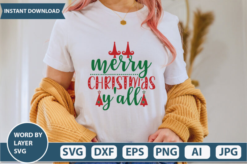 MERRY CHRISTMAS Y’ALL SVG Vector for t-shirt