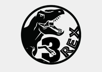 Three Rex Birthday Dinosaur Editable Tshirt Design