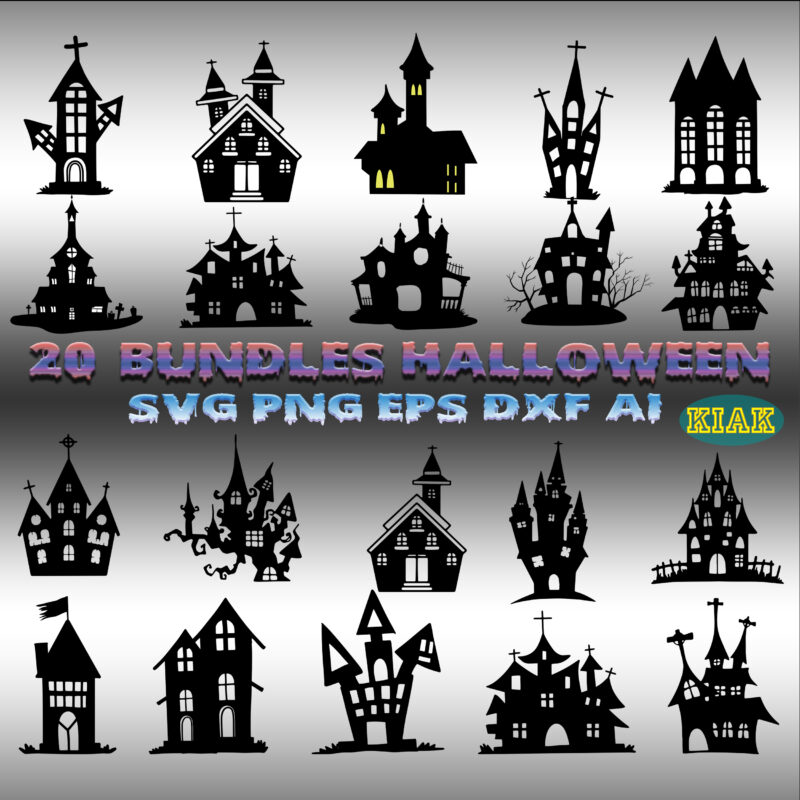 20 Bundles t shirt designs Halloween, Halloween icon element vector icon pack for t-shirt design, creepy, 20 Scary Houses, Scary Houses bundle, Bundle Scary Houses SVG, Bundle Halloween Svg, Bundles