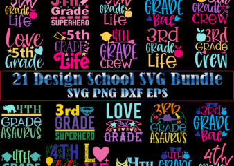 21 packs of student t-shirt designs, Teacher svg bundle, Back to school svg, funny quote svg for Cricut, School SVG bundle, Bundle School, School Bundles, 5th Grade Superhero Svg, 5th