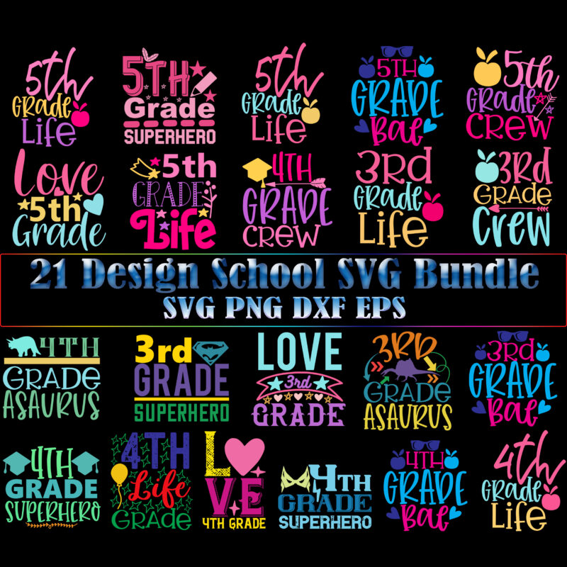 21 packs of student t-shirt designs, Teacher svg bundle, Back to school svg, funny quote svg for Cricut, School SVG bundle, Bundle School, School Bundles, 5th Grade Superhero Svg, 5th