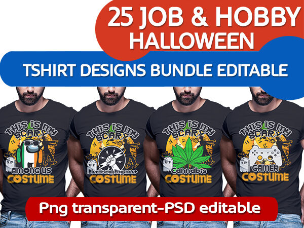 25 Halloween job and hobby bundle tshirt designs