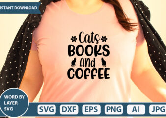 Cats Books And Coffee SVG Vector for t-shirt