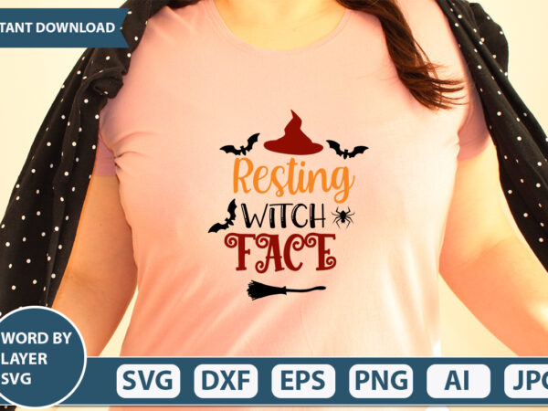 Resting witch face svg vector for t-shirt