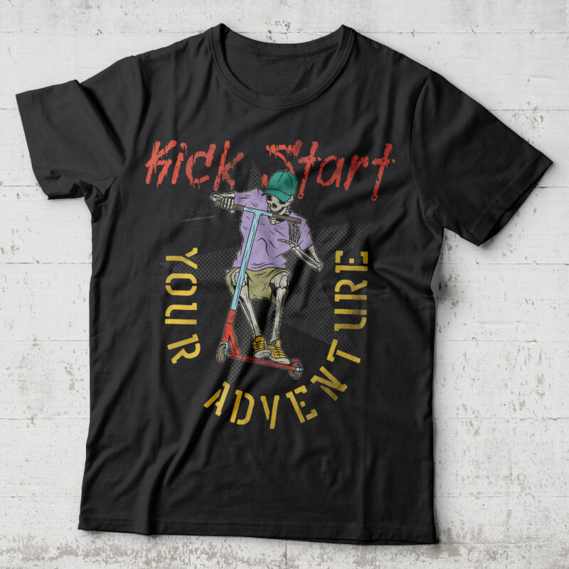 Kickstart Your Adventure. Editable t-shirt design.